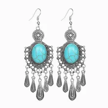 RAVIMOUR богемные серьги для женщин модные ювелирные изделия Винтаж Серебряный цвет кисточкой Длинные букле d'oreille Femme Bijoux этнические Brincos