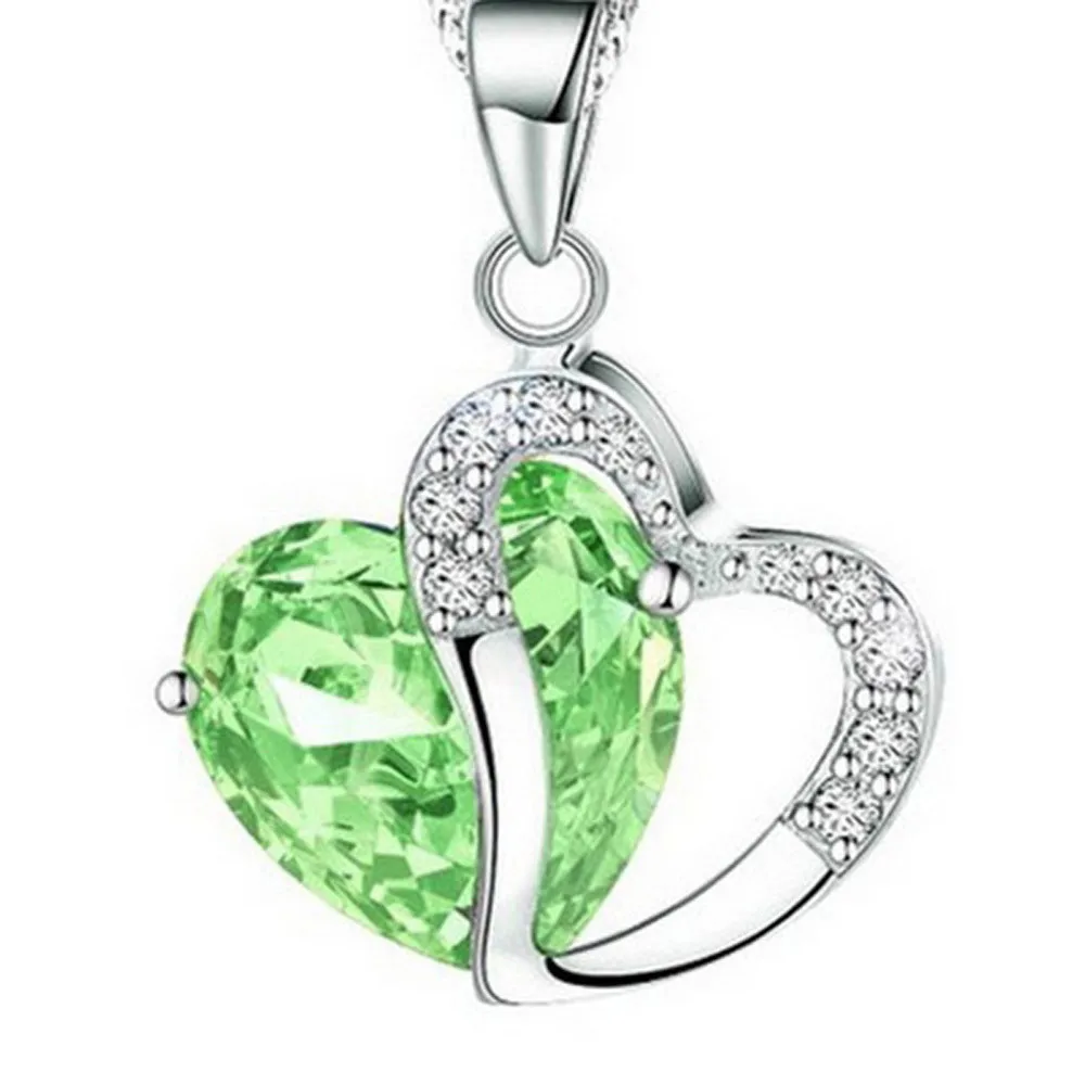 

Hollow Fashion Design Women Girl Heart Crystal Rhinestone Silver Chain 2*1.5CM Pendant Necklace Jewelry Gift Dropshipping