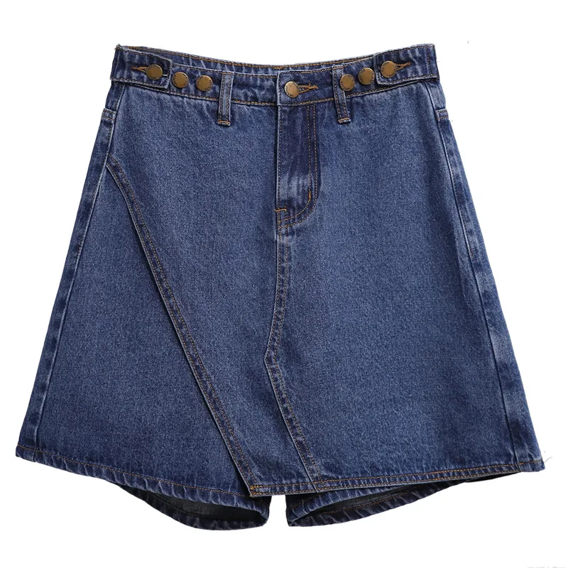 plus size cowboy skirt pants high waist fake two wide-legged half-body jeans woman