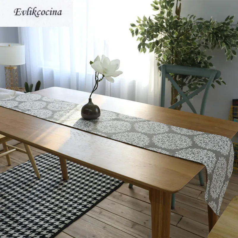 Белая большая настольная дорожка с цветами Decoracion Mesa Hogar из хлопка и льна Chemin De Table Tafelloper вечерние свадебные украшения