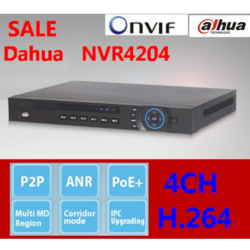 Free shipping Dahua NVR 4CH Network Video Recorder 1080P H.264 NVR4204 English Firmware Support Onvif