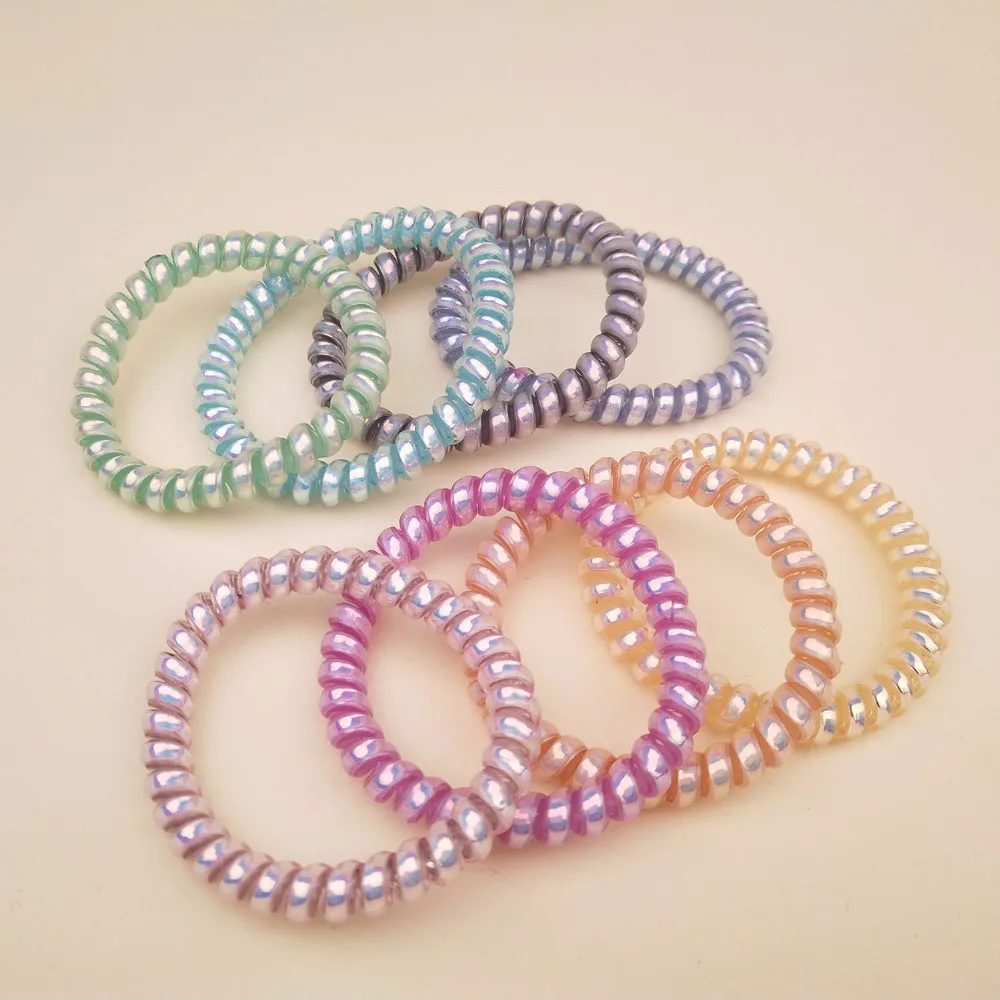 8-PK نوعية جيدة الليزر Sytle مرونة سلك الهاتف الشعر العلاقات توني الذيل التعادل النساء و فتاة إكسسوارات الشعر