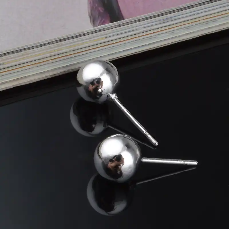 2017 Бесплатная доставка изделия действительно 925 серебряный шар простые серьги контракт круглый жемчуг серебряные серьги 4 мм