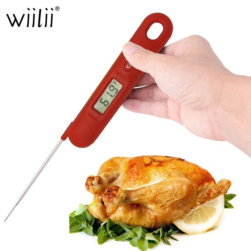 

Wiilii Barbecue Meat Thermometer Pen LED Electronic Digital Kitchen Foldable Probe For Liquid Barbecue Cooking Tools
