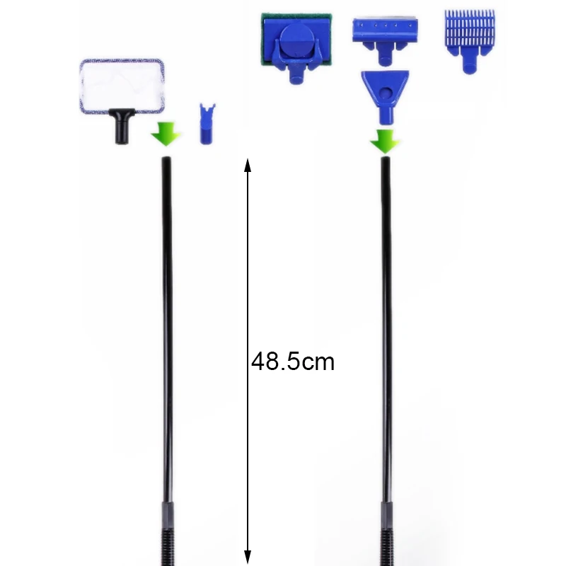 5 в 1 Набор для очистки аквариумных резервуаров, щетка для очистки растений, водоросли, скребок для водорослей, гравия, сетка, вилка, губка для очистки