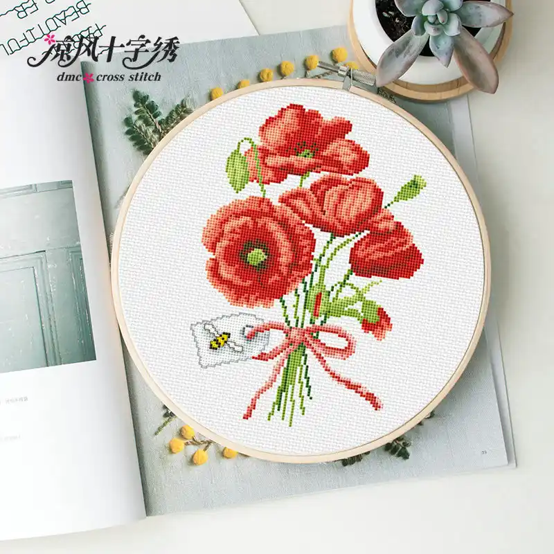 Proumhang 14CT 2 Strands Stamped Cross Stitch Lovely Deer Animal Anime Cross Stitch Needlecraft DIY White Embroidery Canvas 36cm x 36cm:Colorful Deer