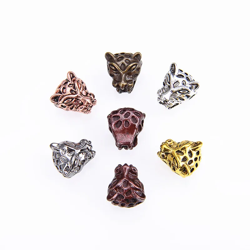 

10 Pcs/pack New Arrival Animal Style Leopard Head Beads Charm Suitable for Jewelry Making DIY Bracelet Findings Components