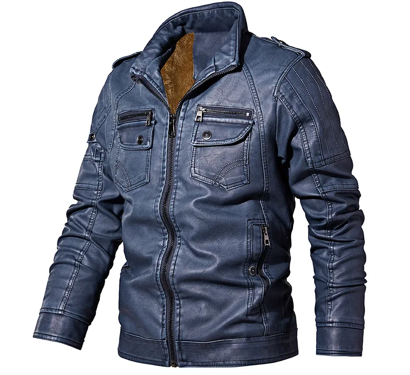 Брендовая мужская куртка из искусственной кожи, флисовое теплое зимнее пальто, однотонная Военная кожаная куртка Chaqueta Cuero Hombre из искусственной кожи