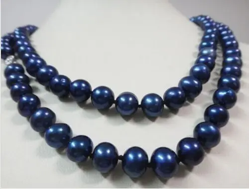 

Free Shipping >> new hot long AAA 9-10mm natural tahitian black pearl necklace 32''14K