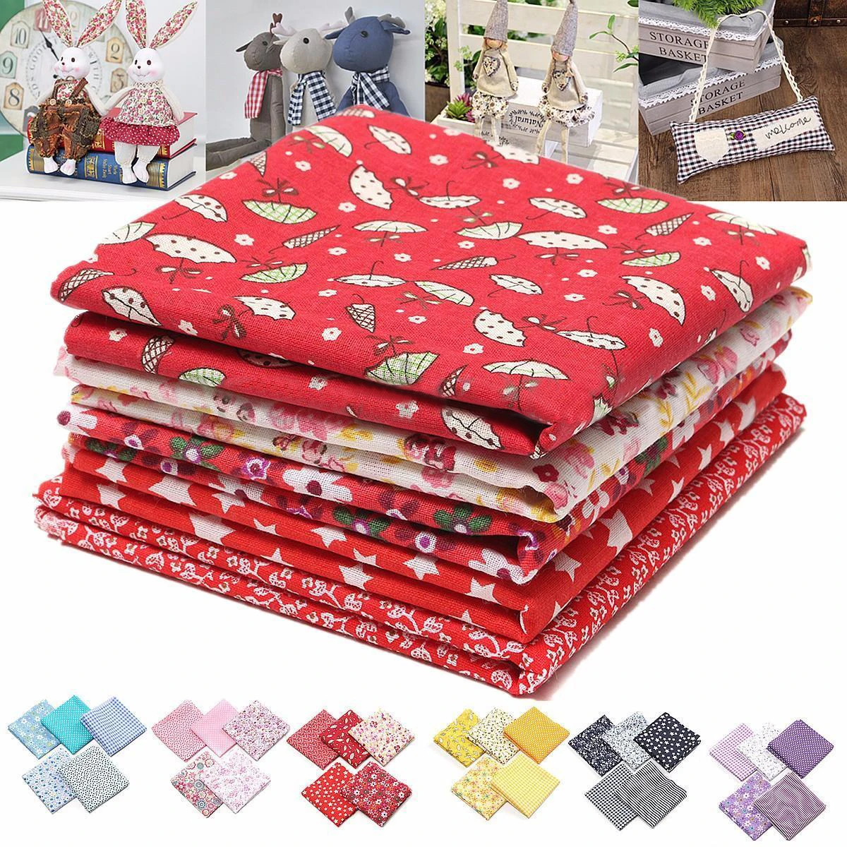5pcs/lot Mixed Pattern Cotton Fabrics Soft Doll Fabric Cloths DIY Sewing Quilting Bunting Patchwork Crafts 50*50cm Mayitr