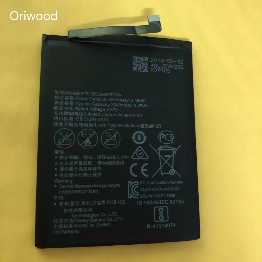 OriWood New HB356687ECW 3340mAh Battery with glue sticker For Huawei Nova 2 plus 2i honor 9i huawei G10 Mate 10 lite | Мобильные
