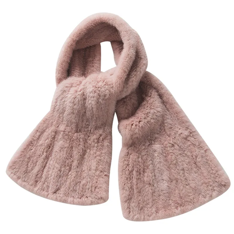 

2019 New Fashion Scarf Ladies Winter Mink Fur Scarf Shawl Pink Long Section Warm Tick Fur Collar Scarf.