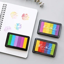 1pc arc-en-ciel encre pad huile dégradé coloré artisanat créatif encre Silicone timbre bois papier bricolage artisanat noël cadeau Scrapbooking(China)