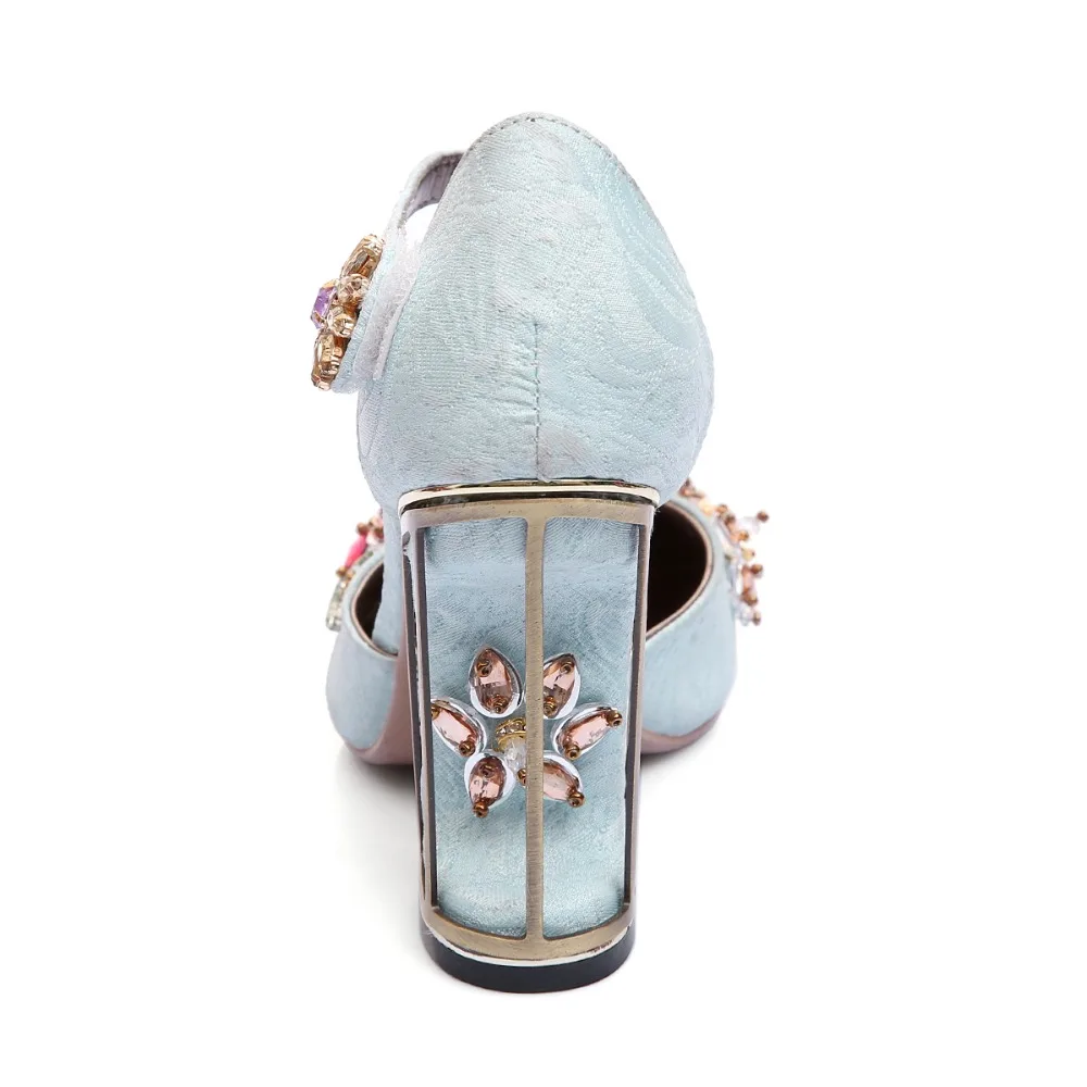 Kickway/Большие размеры 34-41; свадебные туфли с ремешком на щиколотке и пряжкой в этническом стиле; женские туфли-лодочки из натуральной кожи на каблуке с птичьей клеткой и цветком