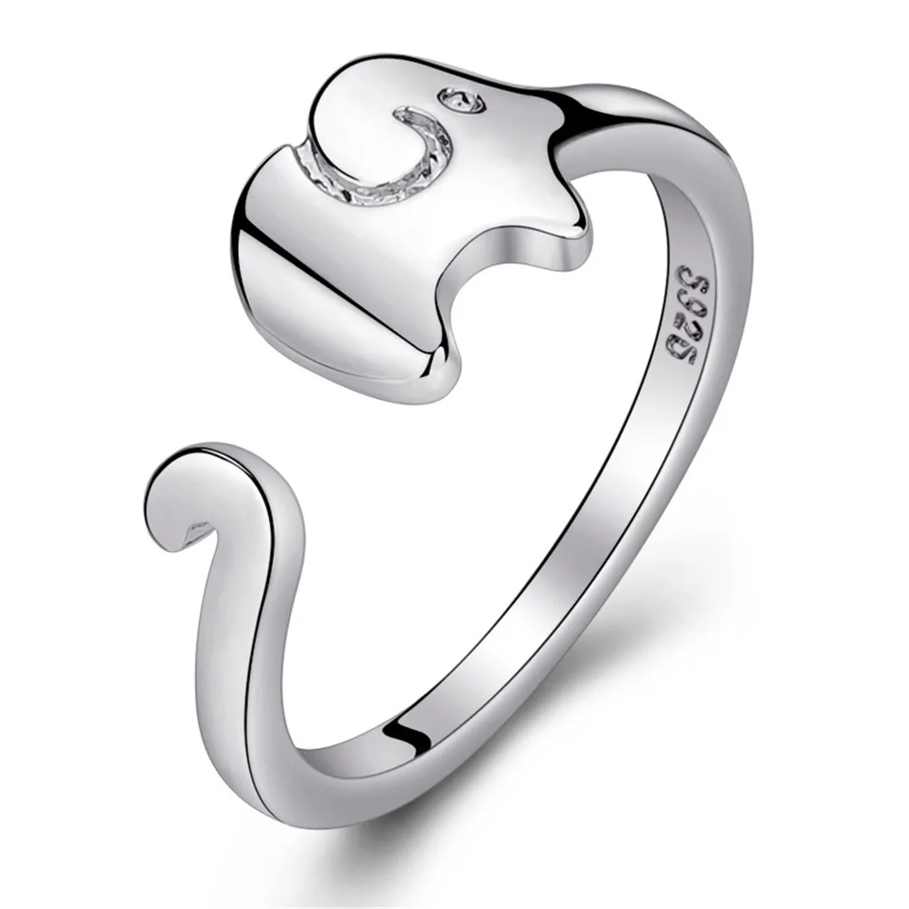 Минималистичное Настоящее чистое 925 пробы Серебряное кольцо со слоном милое минимальное изменяемое кольцо для девочек ювелирное изделие для счастливых пар SR001