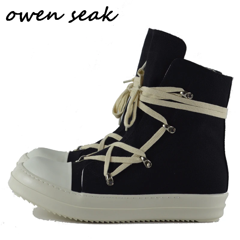 

Owen Seak Men Casual Canvas Shoes ALL Model Link High-TOP Ankle Lace Up Zip Luxury Trainers Summer Sneakers Boots Flats Shoes