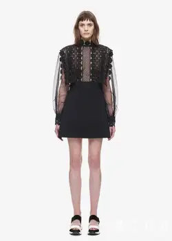 

2019 New Arrival Brand Self Portrait Style Lace Polyester Patchwork Runway Dress Women Fashion Embroidery Flowers Party Dress