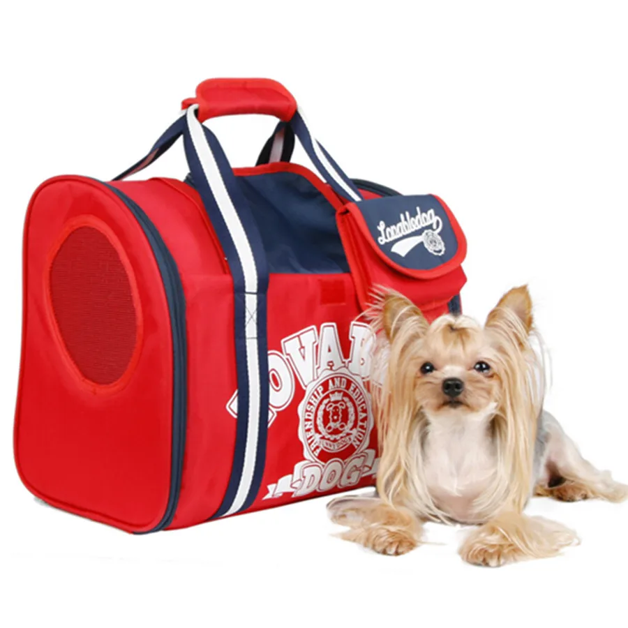 Red Oxford Canvas Dog Backpack Pet Carrier Dog Bag For Small Dogs Cat