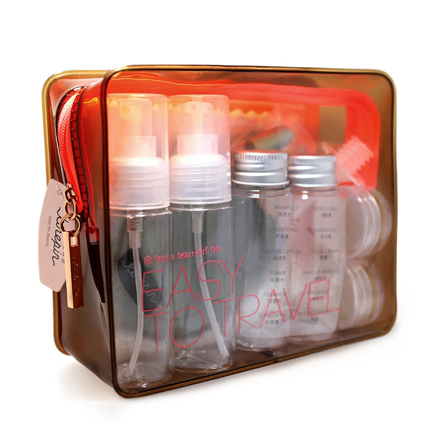 Portable 15pcs/set Transparent Plasic Travel Kit Make Up Spray Bottle