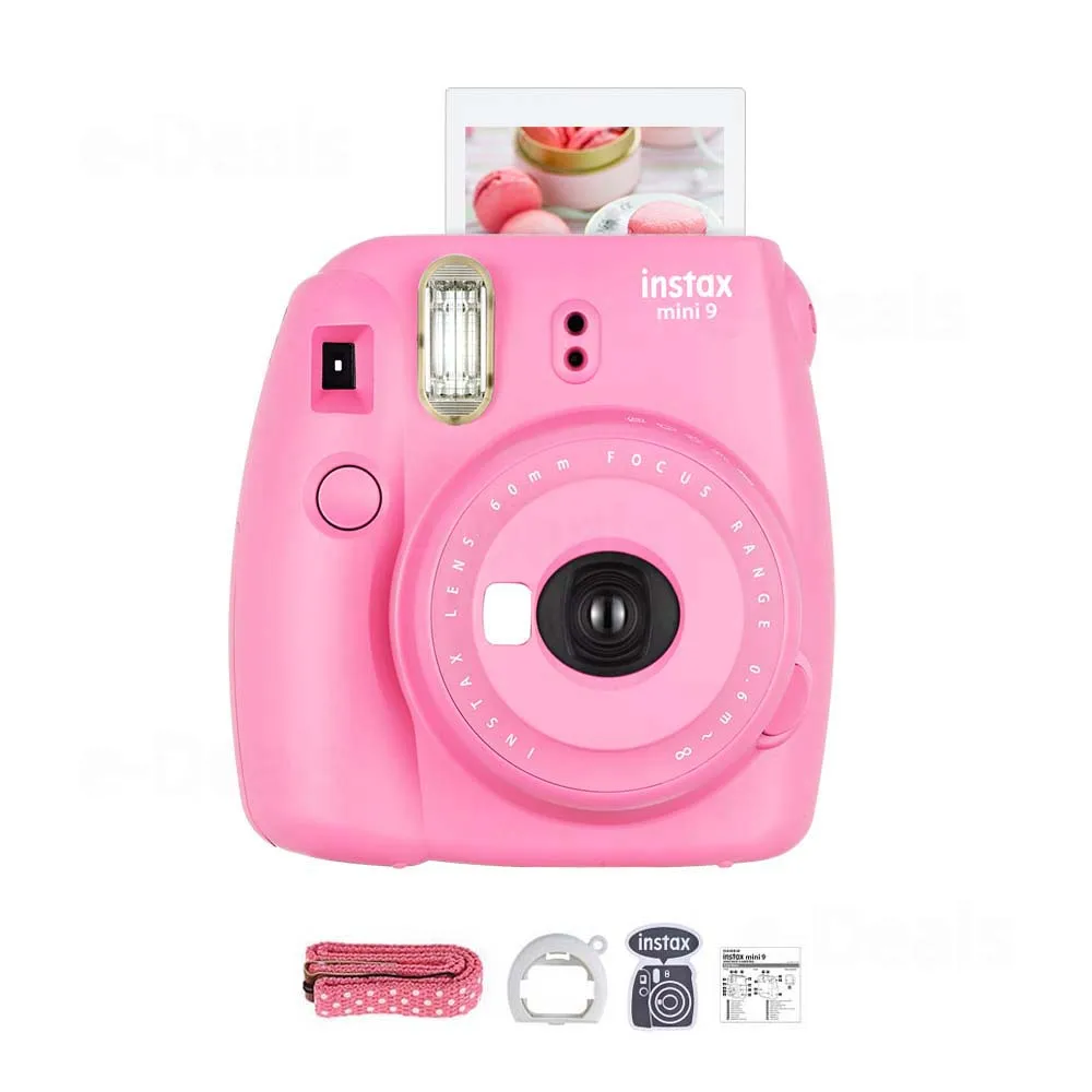 Аутентичная Fuji Fujifilm Instax Mini 9 мгновенная фотокамера 5 цветов с зеркалом для селфи и крупным объективом - Цвет: Flamingo Pink