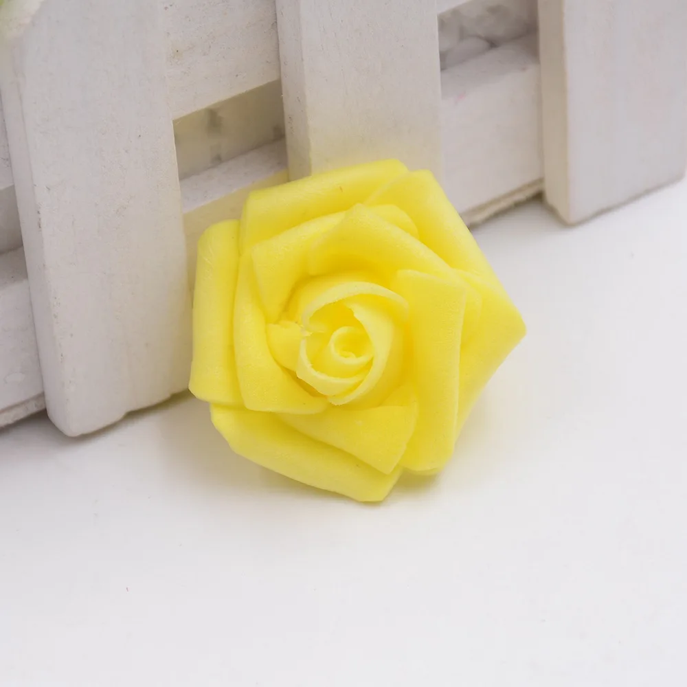 Цвет: желтый 30 шт 4 см пена роза искусственный цветок PE розы головки для diy Свадебные украшения искусственный цветок Роза аксессуары для скрапбукинга - Цвет: Цвет: желтый