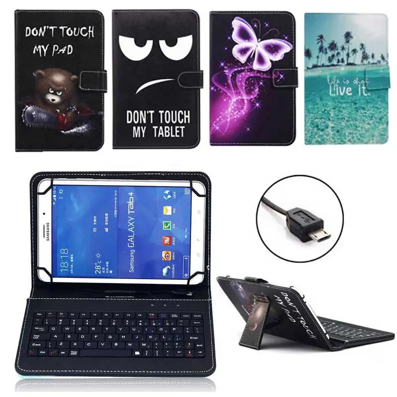 

7" Universal Case With Micro USB Keyboard For 7 inch Android Tablet PC For Samsung Lenovo TAB 7.0 Printed Leather Stand Cover