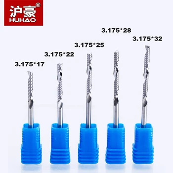 

HUHAO 5pcs/lot 3.175mm Single Flute Spiral End Mill TOP Quality CNC Router Bits For Wood Acrylic PVC Carbide Milling Cutter