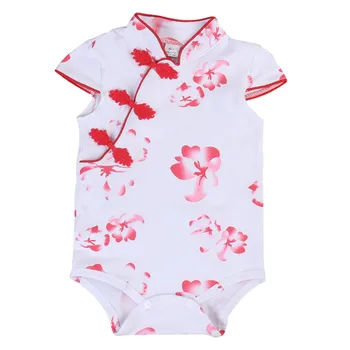 

Chineses Style 2018 New Baby Girls Bodysuits Floral Elegant One Pieces Playsuits Casual Sleeveless Print Child Baby Clothing