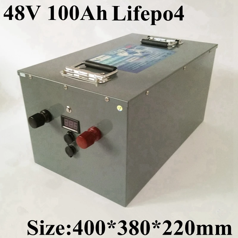 

48v 100Ah Lifepo4 Battery Pack Motorhome for RV EV 5000w 3000w Boat Motor Power Solar Storage Energy Steel Case+ 15A Charger