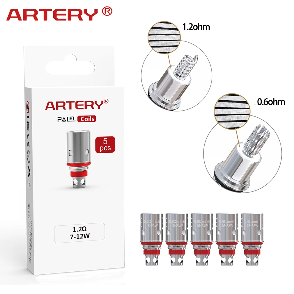 5pcs/pack Original Artery PAL II Replacement Coil 0.6ohm