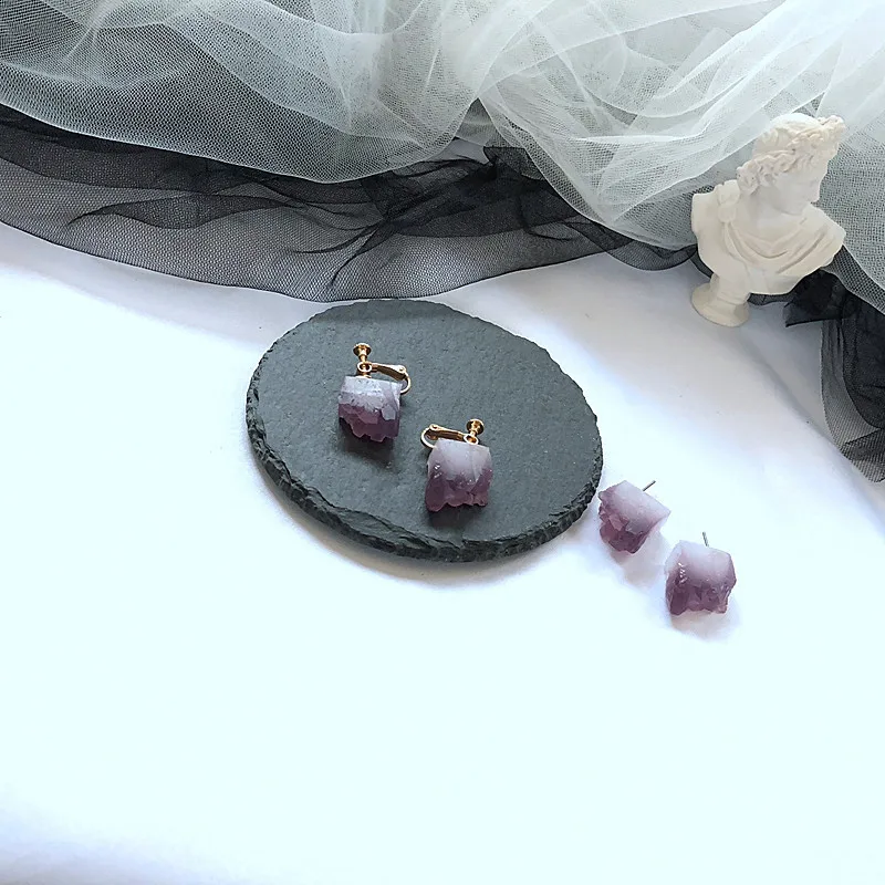 BELLAHYDIARY European Irregular Stone Ear Stud Earrings For Women Girls Jewelry Pendants Bijoux Acrylic Stud Earring Wholesale