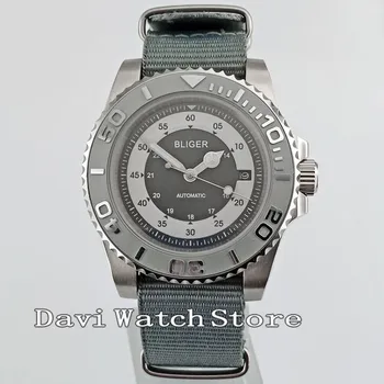 

40mm Gray Dial Nylon Band Ceramic Bezel Sapphire Glass Automatic Mens Watch 2627