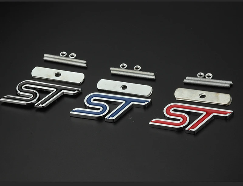 

Car Grille Emblem ST Metal 3D Sticker Decal Badge fit for Ford Mondeo Focus Black/Red/Blue
