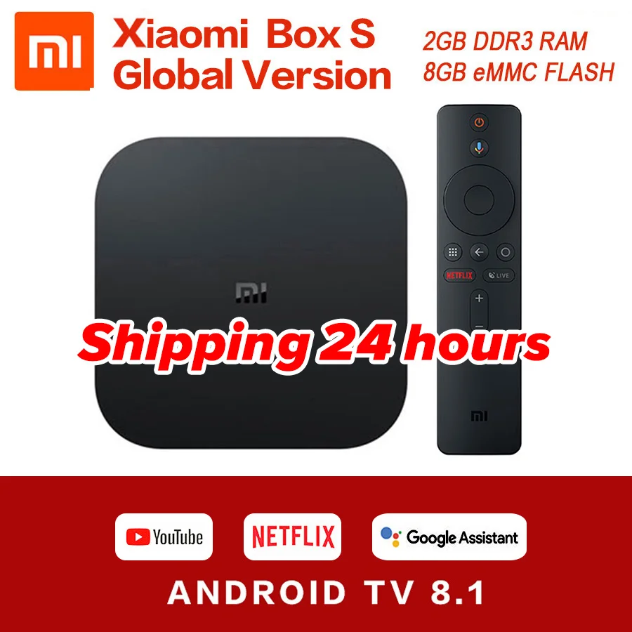 

Original Global Xiaomi Mi TV Box S 4K HDR Android TV 8.1 Ultra HD 2G 8G WIFI Google Cast Netflix IPTV Set top Box 4 Media Player