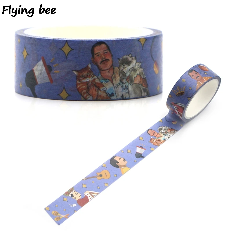 Flyingbee 15mmX5m Бумага васи лента певица клейкая DIY Скрапбукинг стикер рок Панки