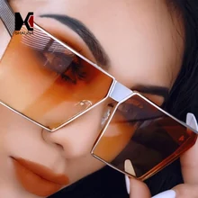 SHAUNA, модные, негабаритные, мужские, плоский верх, квадратные солнцезащитные очки, женские, пляжные, плоские, зеркальные линзы, очки, индивидуальные очки