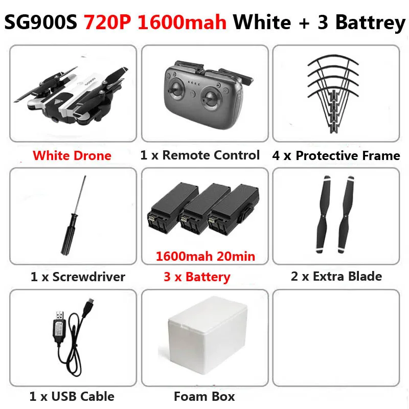 SG900-S SG900S GPS складной Профессиональный Дрон с камерой 1080P HD селфи WiFi FPV широкоугольный Радиоуправляемый квадрокоптер Вертолет игрушки F11 - Цвет: White1600mah 720P 3B