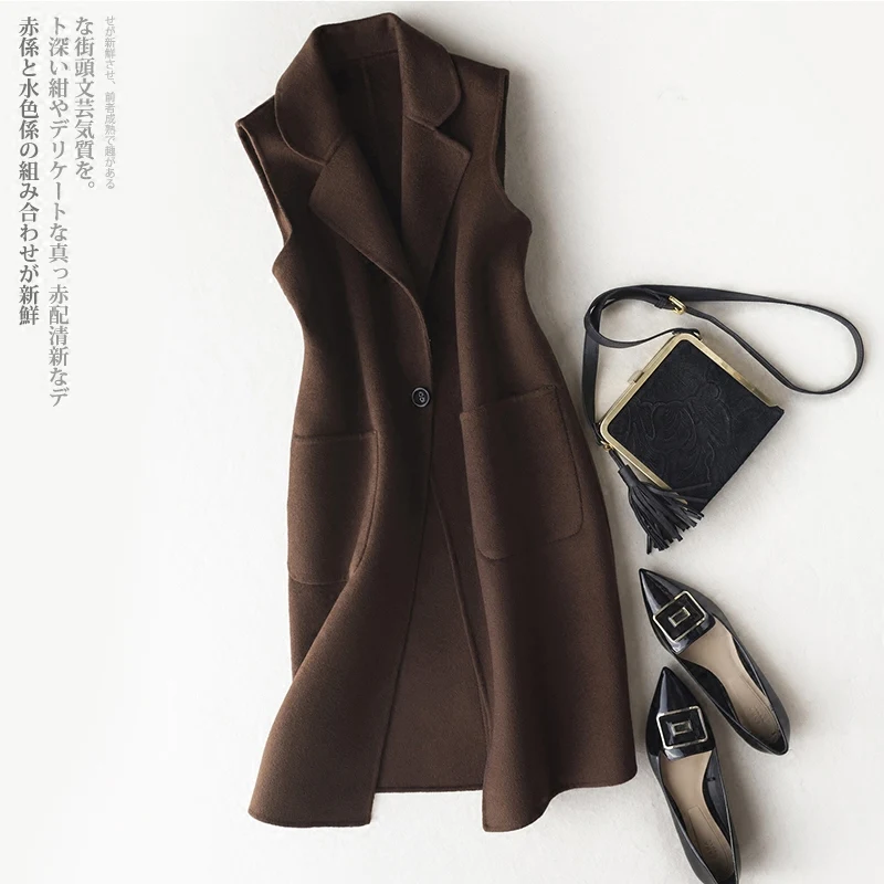 

KMETRAM Women's Vest 100% Wool Coat Female Jacket Woman Spring 2019 Streetwear Long Vests Trench Coats Chaqueta Mujer MY2726