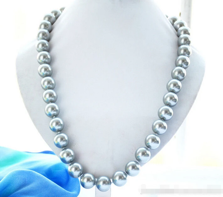 

fast Z6411 14mm gray round SOUTH SEA SHELL PEARL NECKLACE 24inch NEW