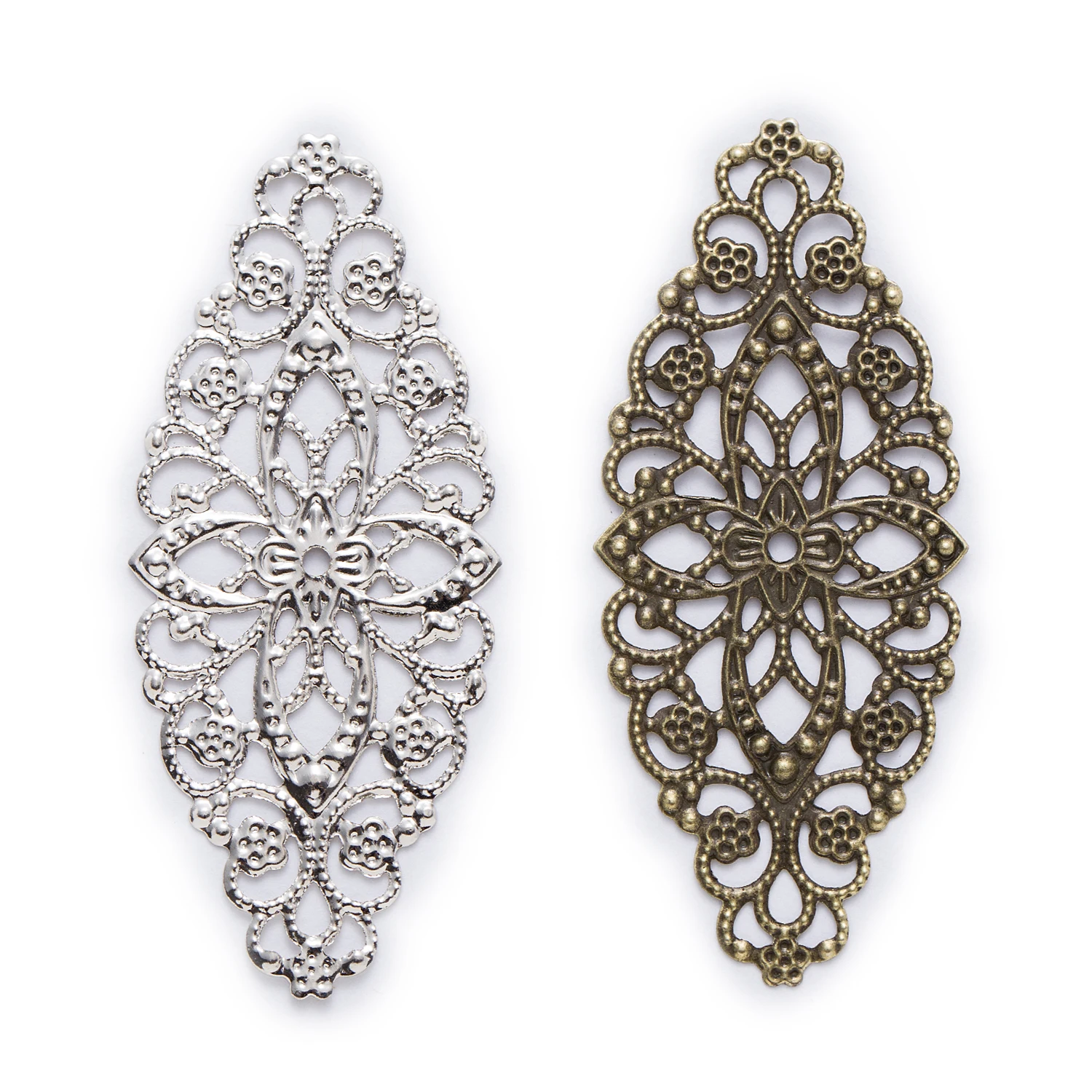

10 Piece 2 Color Hollow Filigree Water Droplets Shaped Connnector Embellishments Findings Jewelry Making DIY 60x26mm