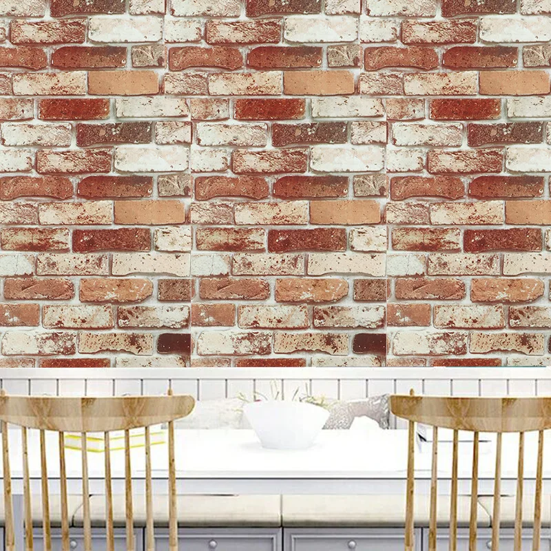 3D Red Brick Wallpaper For Living Room Bedroom Kitchen TV Background Art Wall PVC Removable Self Adhesive Wall Papers Home Decor