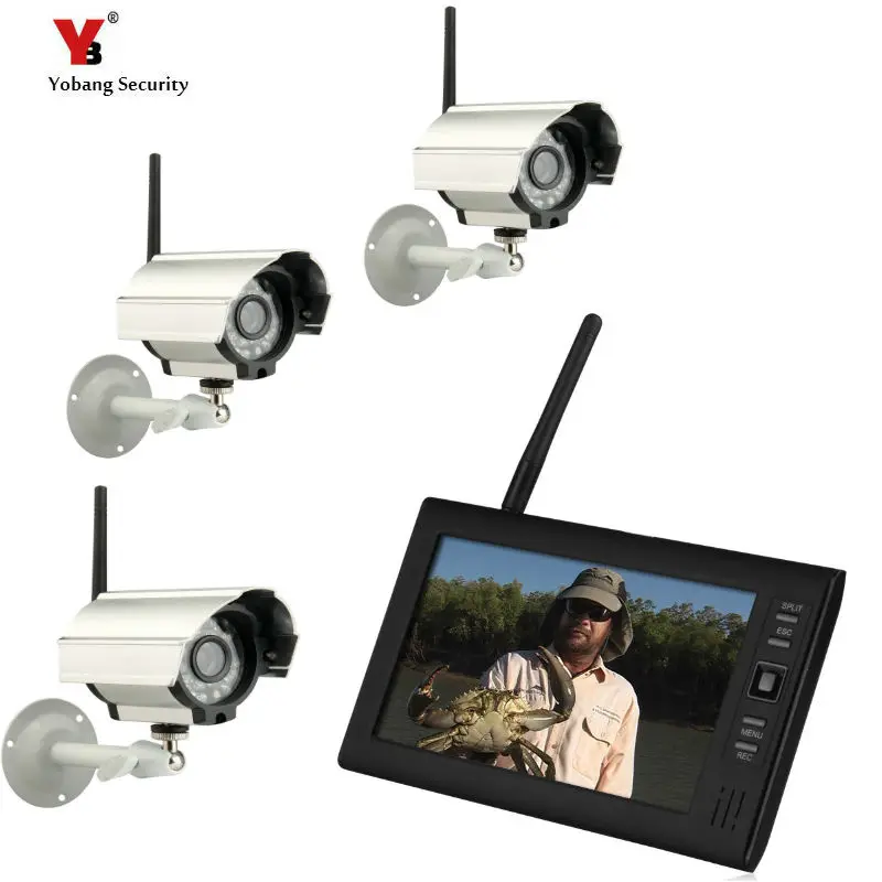

7" LCD 4CH Wireless CCTV Camera DVR Digital Video Home Security System Outdoor baby monitor kit sd card motion detection