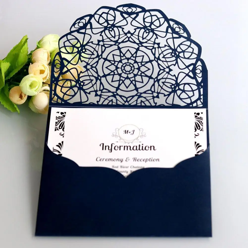  10PCS Laser Cut Wedding Invitations Cards Lace Greeting card Wedding Party Supplies - 32921576113