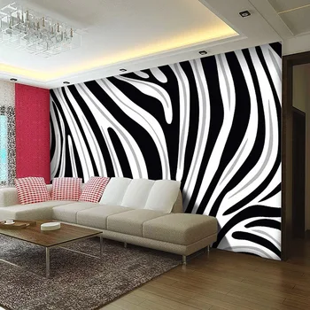 

Custom Mural Wallpaper 3D Non-woven Ptinted Wallpaper Black And White Zebra Stripes Living Room Sofa TV Backdrop Wall Covering