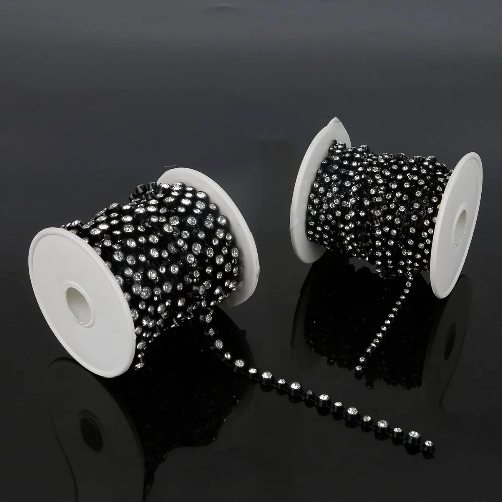 

Wholesale New Strip Clear Crystal Glass Plastic Base Cup Rhinestone Chain Apparel Sewing Style YID Beauty Accessories 5M/3M