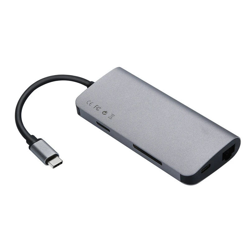 

Feniores USB C 8 in 1 USB-C to Type-C USB Multi 3.0 HDMI RJ45 Ethernet Micro SD TF OTG Type C Card Reader S30