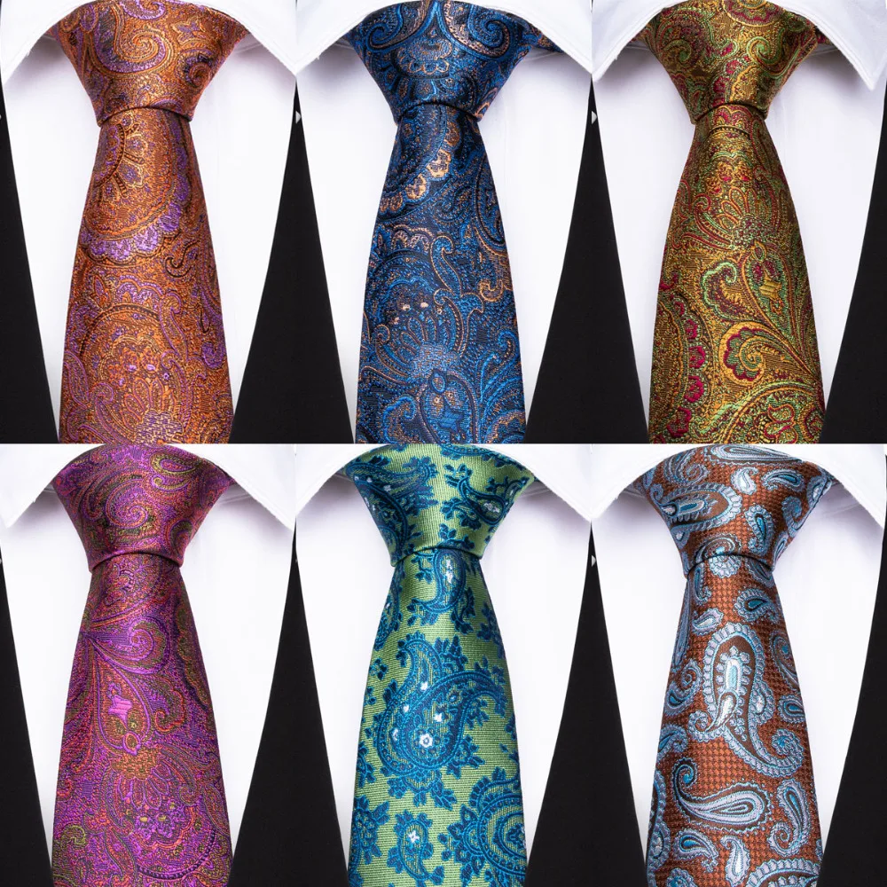 Dark Green Tie Teal Brown Paisley Handmade 100/% Silk Wedding Necktie 8cm Width