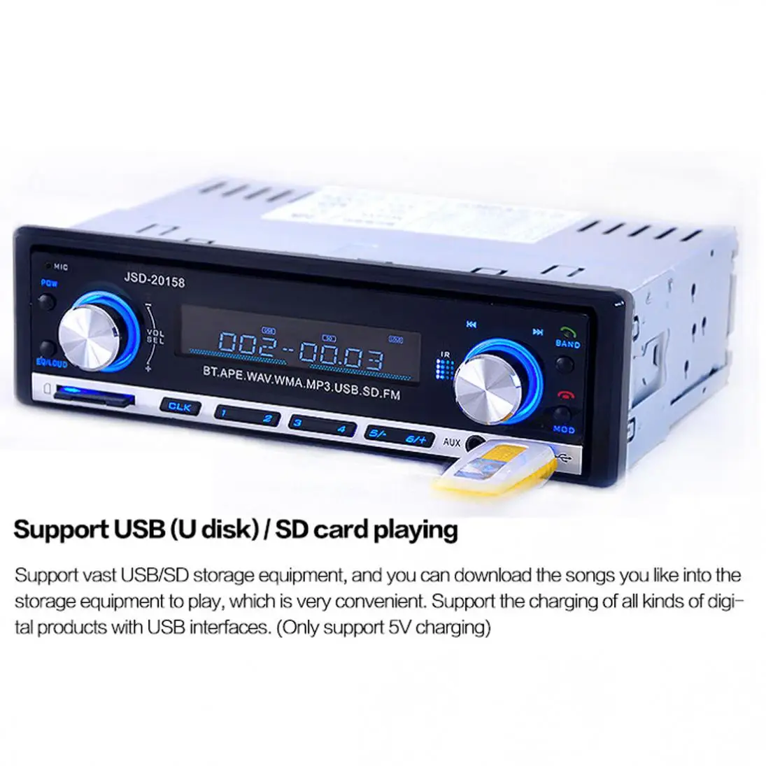 Bluetooth автомобильный музыкальный плеер 1 DIN In-Dash автомобильный стерео аудио FM радио Aux Входной приемник SD USB MP3 плеер