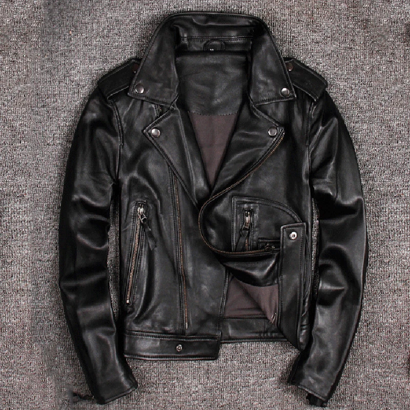

Moto Biker Designer Women Sheepskin Leather Jacket Coats Black Red Plus Size XXXL Genuine Leather Jacket Women Streetwear A582