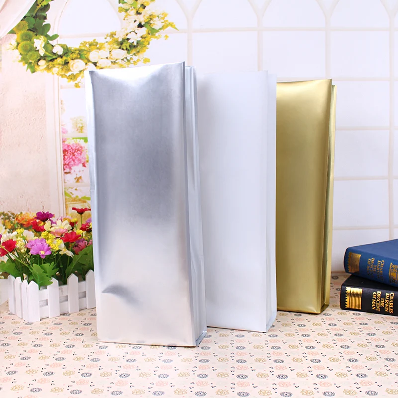 Factory wholesale 50pcs 2 pound Lamination Aluminum foil bag for tea powder packaging bags side